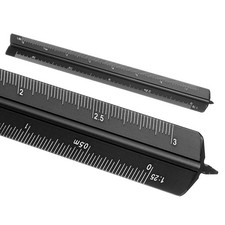 7 Inch Metric Architectural Triangular Scale Ruler Small Scale, Black