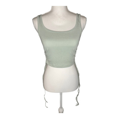 Cider Size Small Sea Foam Green Solid Rib Drawstring Tank Top