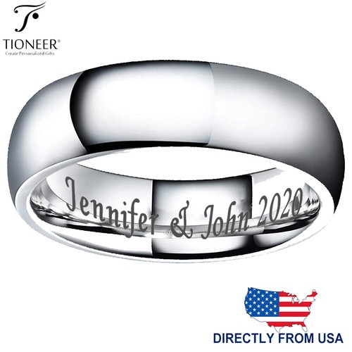 Tungsten Carbide Classic Polished Plain Dome Wedding Band Ring 8MM FREE ENGRAVE - Picture 12 of 21