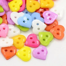 50 Heart Buttons Valentine LoveJewelry Making Sewing Supplies Assorted Lot 10mm