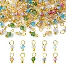 100Pcs Transparent Faceted Glass Bicone Dangle Charms Necklace Bracelet Making
