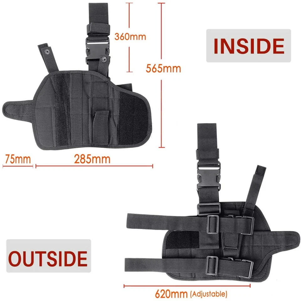 Tactical Drop Leg Holster Thigh Pistol Gun Holster Left + Right Hand Adjustable - Image 2 of 4