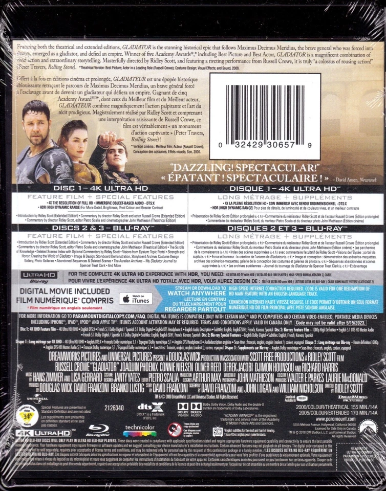 GLADIATOR 4K ULTRA HD & BLURAY SET with Russell Crowe & Joaquin Phoenix Foto 2 de 2