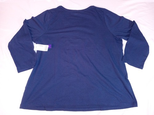 Catherines Top Womens OX Christmas Tree Sparkle 14/ 16 W Blue Long Sleeve Shirt - Picture 6 of 8