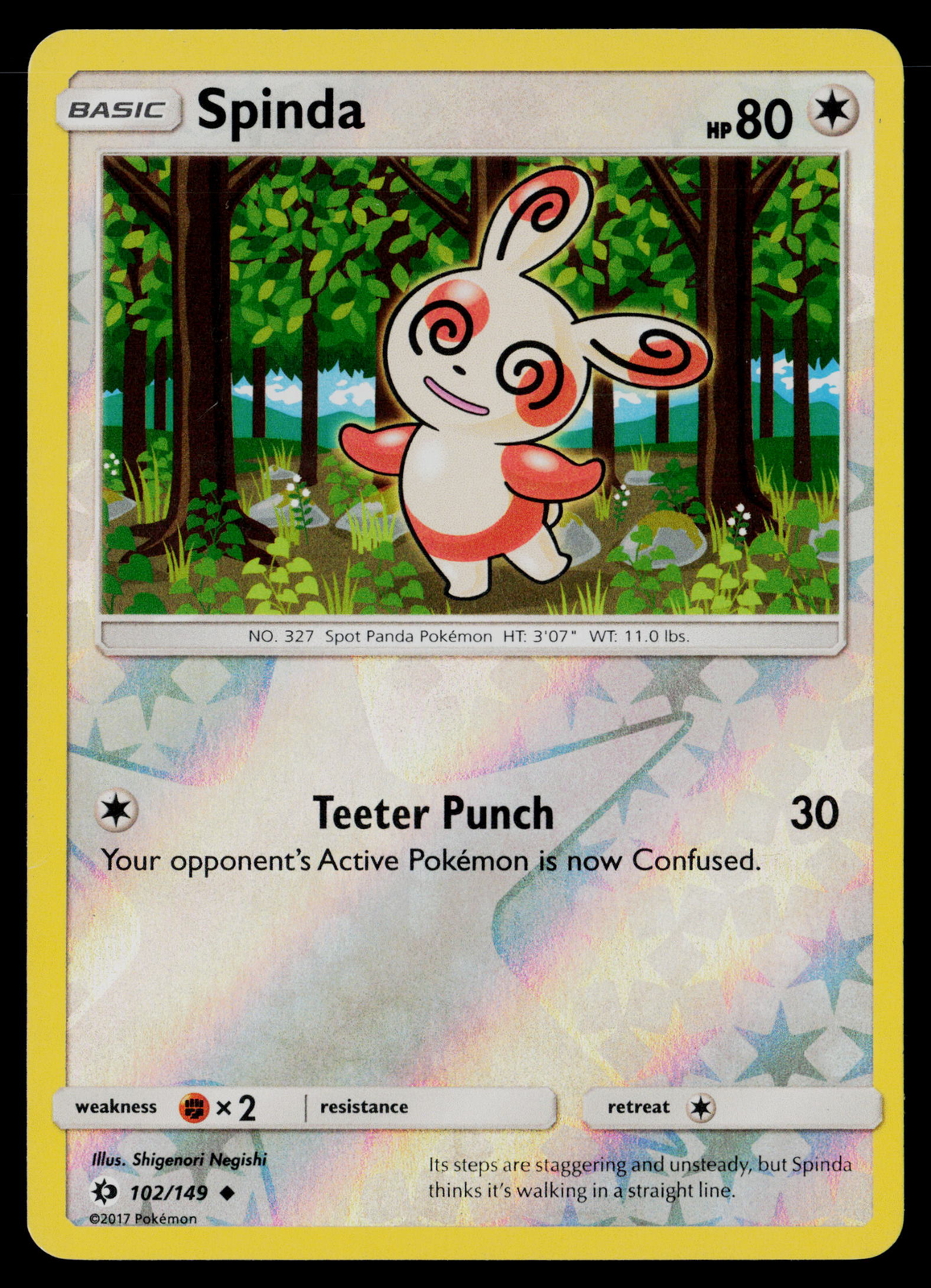 Pokemon - Spinda - 102/149 - Uncommon - Reverse Holo - Sun & Moon Base Set