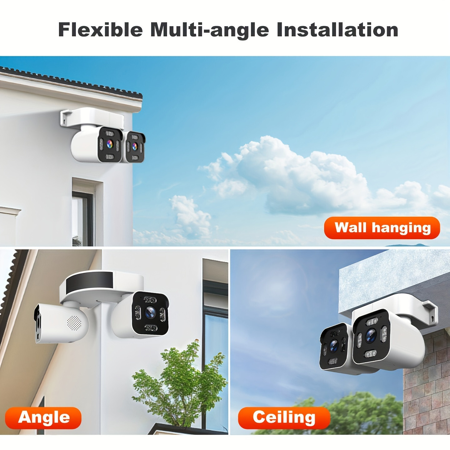 Wireless Outdoor 2K HD Dual Lens PTZ Security Camera - 360 Degree Motion Sensor