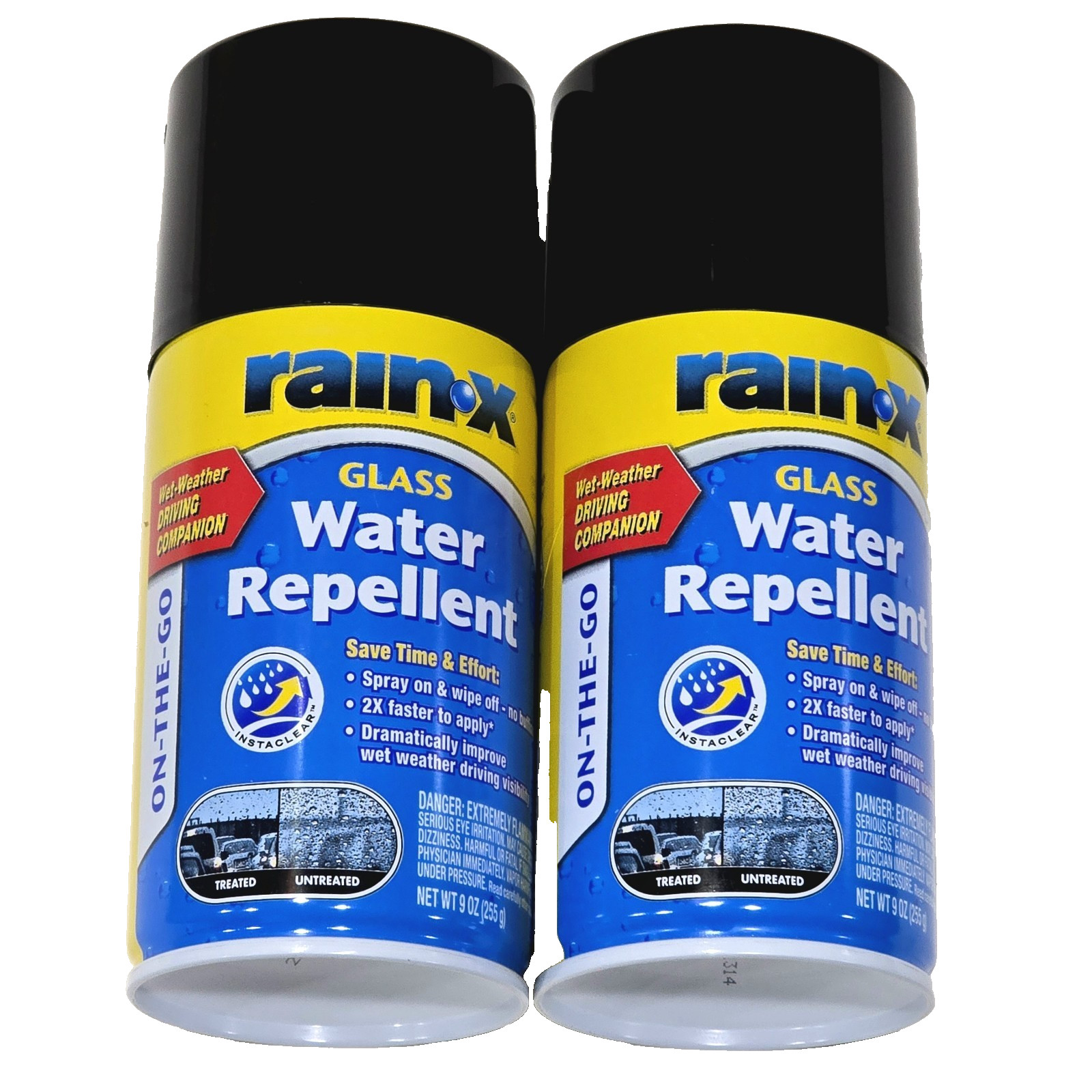 2 Pack Rain X Glass Water Repellent Spray On Wipe Off 9oz