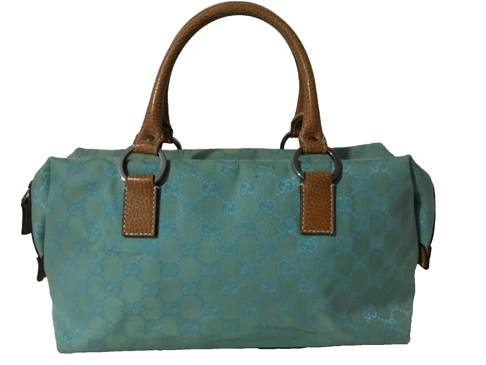 Sac à main authentique en toile GUCCI   bleu vert