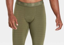 All Motion Mens Tights Thermal Pants XXL 44 46 Green Stretch Long Johns