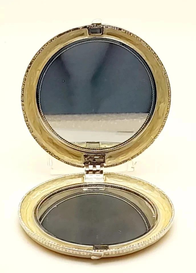  Dual Compact Purse Mirror Colorful Pink Flower Round style white Cream base - Image 2 of 4