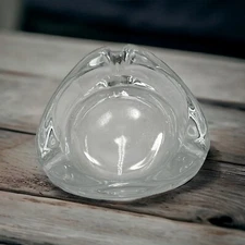 Triangular Vtg  Art Deco Ashtray MCM Collectible Smooth Glass Cigars