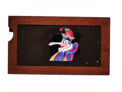 Rutsch-Laternenrutsche aus Holz - Mr. Punch hat Maus auf der Nase - handbemalt