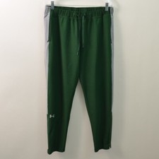 Under Armour Squad Woven Pant Womens Large Green Ankle Zip Pull On Pockets
