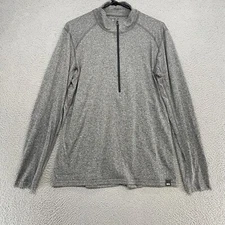 REI Base Layer Shirt Mens Medium Gray High Neck 1/4 Zip Pullover Hiking Workout