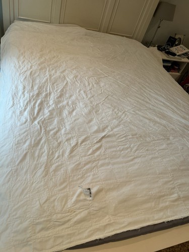 Antique Cotton Quilt 81" x 73" 4 Point Star Pattern Hand Sewn See Photos - Picture 17 of 20