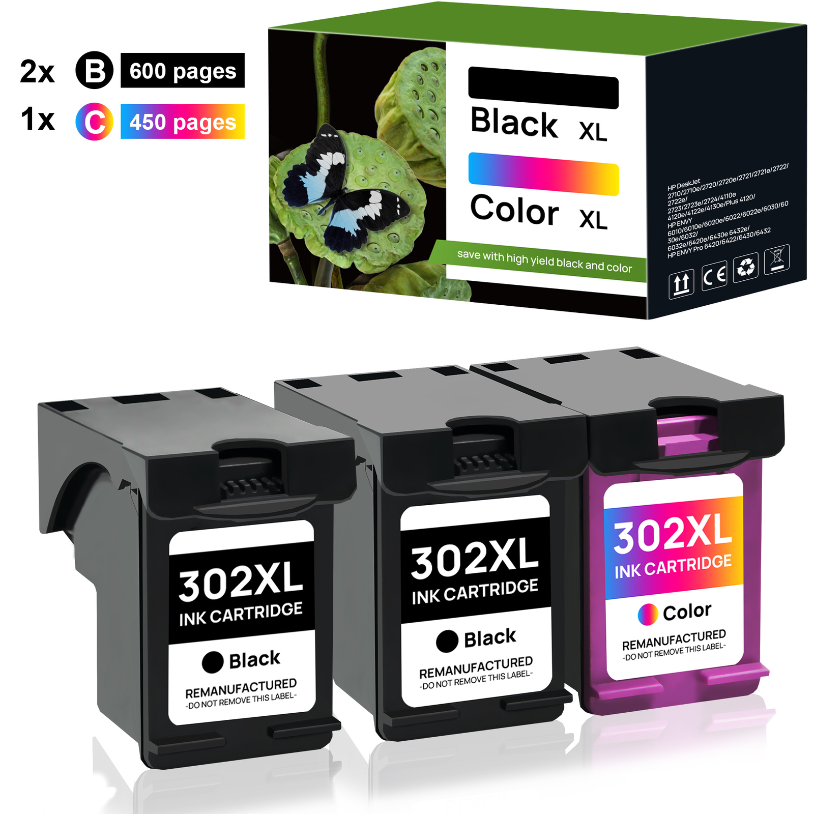 2 CARTUCCIA PER HP 302XL OfficeJet 3830 OfficeJet 3832 DeskJet 3630 - Foto 13