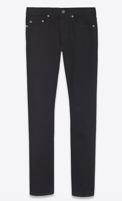 SAINT LAURENT MENS SLIM-FIT JEANS IN WORN BLACK DENIM SZ 31