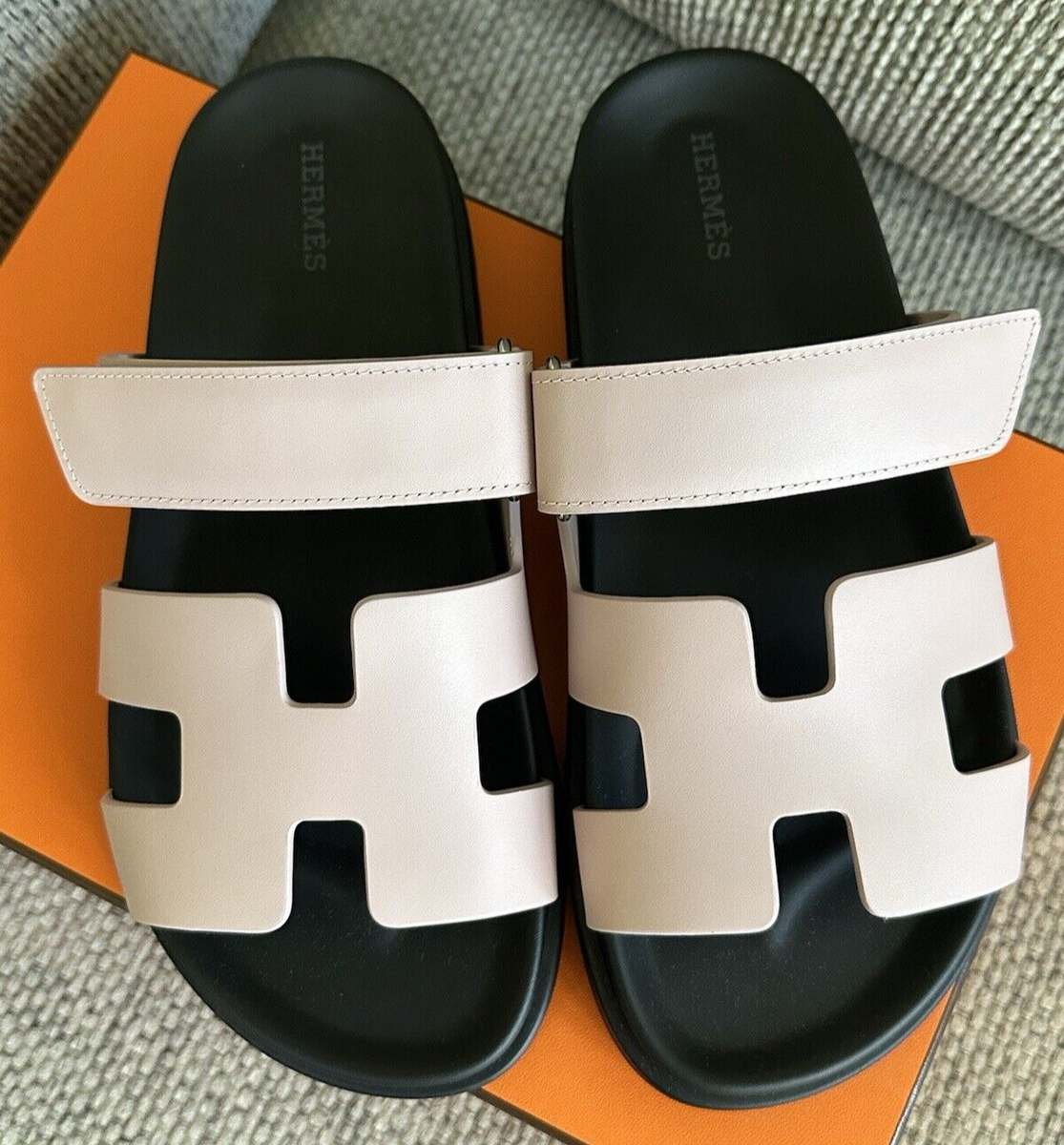 Size 37EU NIB HERMÈS Rose Cancan Calfskin Women's Chypre Sandals w