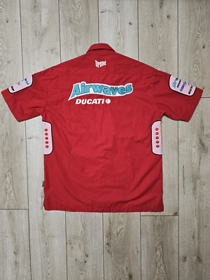 DUCATI VINTAGE SHIRT 90s AIRWAVES SHIRT BUTTON MOTORCYCLE SHIRT