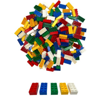 Q-Bricks Teilebox - Klassisches 2x4 Baustein-Set mit 5 Basisfarben