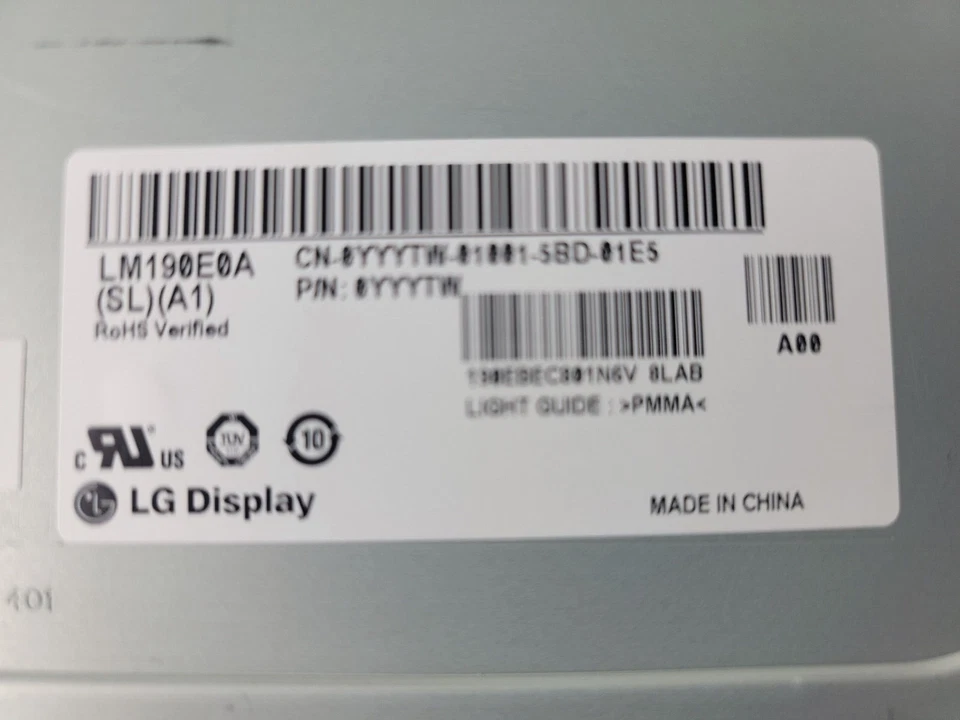 LCD Original LG LM190E0A-SLA1 LM190E0A SLA1 EE. UU. Vendedor y Envío Gratis Foto 4 de 4