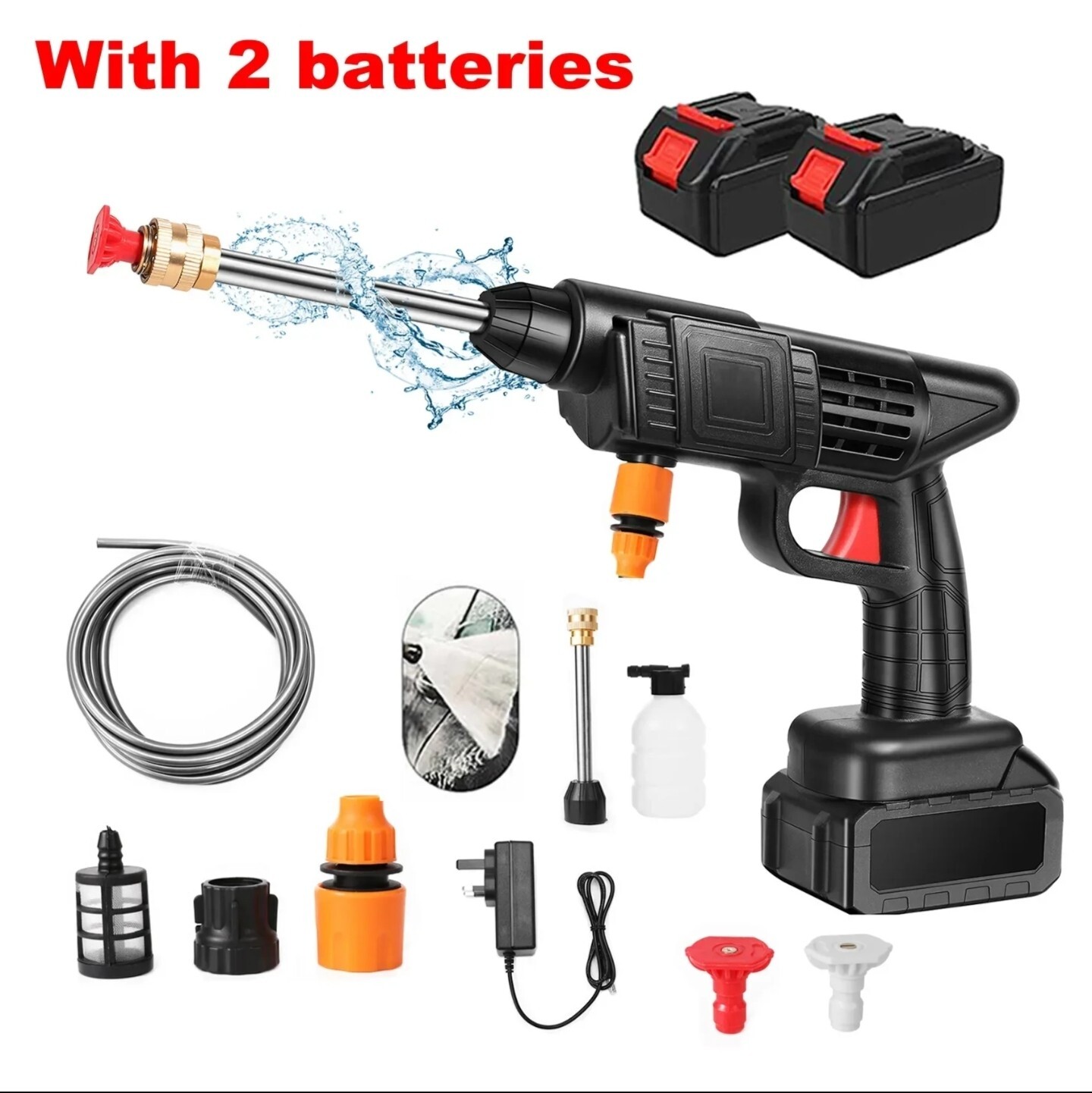 Idropulitrice Portatile 24V 200W Senza Fili con 2 Batterie: Lavaggio Auto Pro