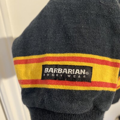 ウェア USED BARBARIAN RAGUBY WEAR BARBARIAN RUGBY WEAR Rugby Shirt Men's Black Yellow Striped