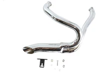 Chrome Wyatt Gatling 2 into 1 Exhaust Pipe Header Kit fits Harley Davidson