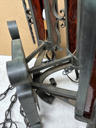 Vintage Spanish Revival 1970s Mediterranean Wrought Iron Gothic Lamp Wall Sconce - Picture 14 of 21