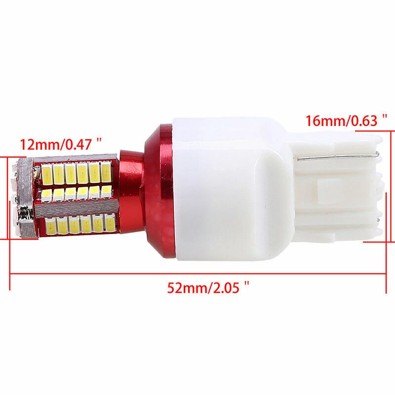 2Pcs 7440 T20 Car LED Light Lamp 57 SMD Bright Backup Reverse Bulb White 6000K - Image 3 of 4