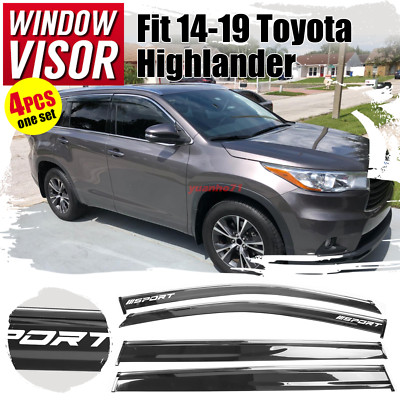 For 14-19 Toyota Highlander PC Injection Window Visor Guard Shade w/ Chrome Trim