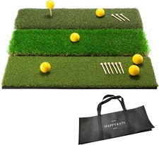 24"x24" Grass Turf 3-in-1 Collapsible Golf Practice Hitting mat with Tee & Balls