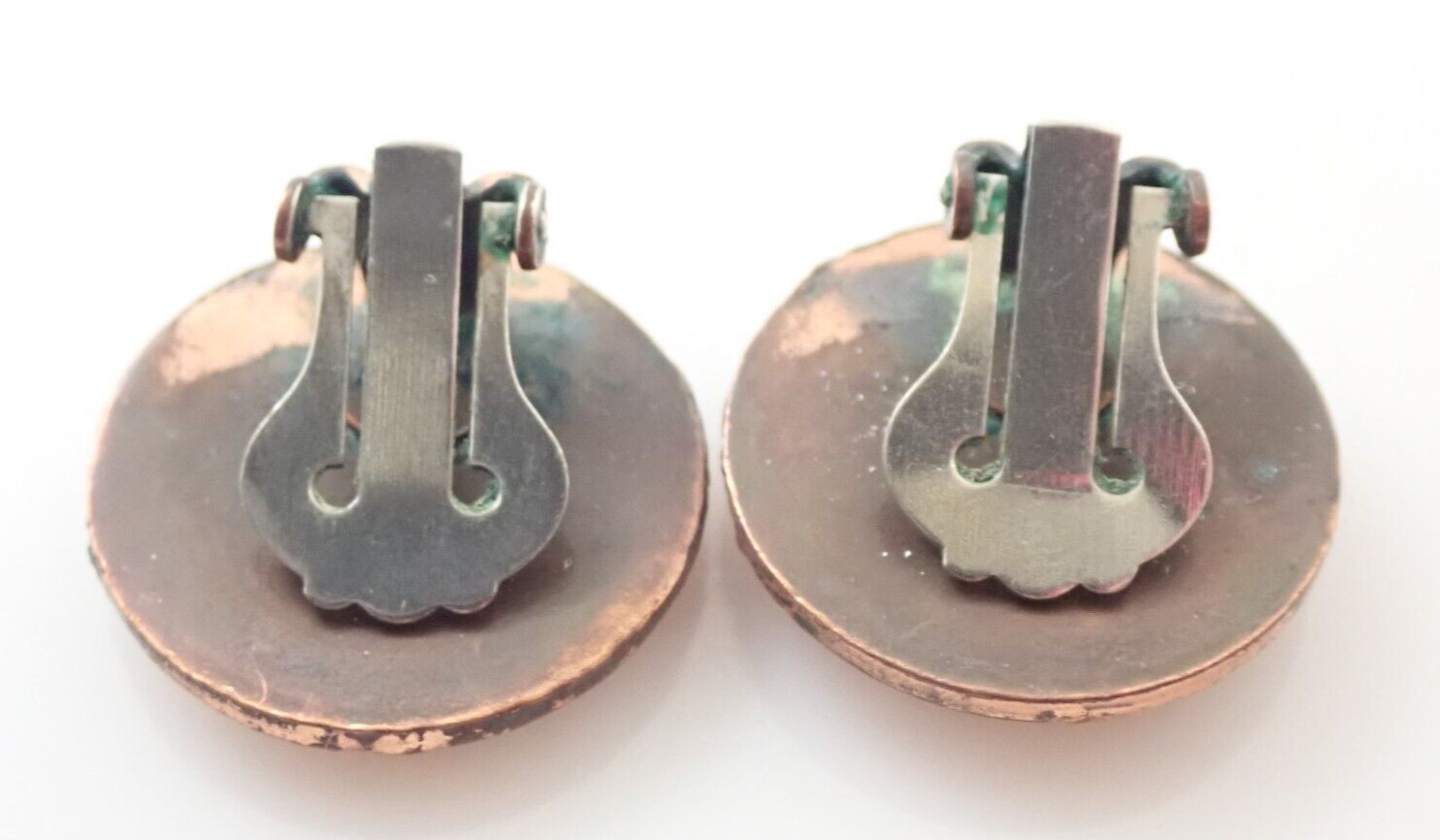 Vintage Solid Copper Bell Signed Turquoise Pendan… - image 4