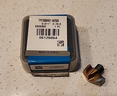 Ingersoll TPF2060R01 IN2505 0.811'' / 20.6mm Carbide Drill Insert 1 pc Gold Twist