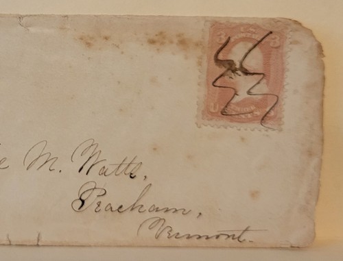 EAST HAMPTON MA c l860s Manuscript #65 Cover to PEACHAM VERMONT Ladies - Picture 2 of 4