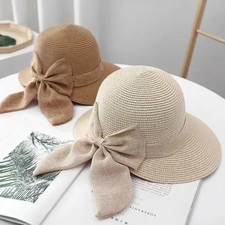 Floppy Foldable Ladies Women Straw Beach Sun Hat Summer Travel Wide Brim Cap UK