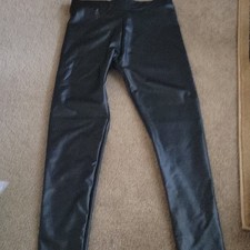 Black Stretch Women's Ankle Leggings, Size M, Polyester Elastane
