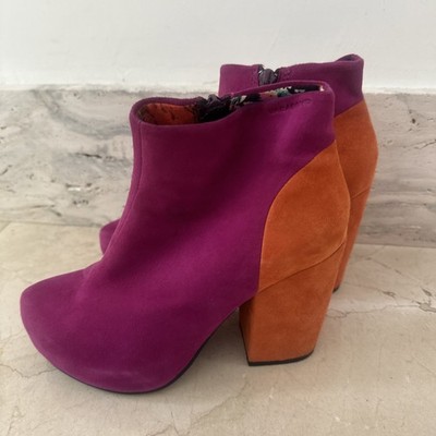 Vagabond Boots Womens US 6 High Heel Ankle  Pink /orange Suede Leather EUR 36 