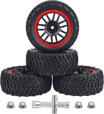 12Mm Hex Wheels & Rubber Tires OD 2.52'' Pre-Glued for Traxxas 4 Tec 2.0 1/18 Lat