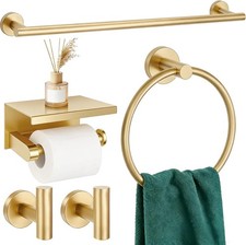 5 Pieces Bathroom Hardware Accessories Set Brushed Gold, 24Inch Bathroom Towel