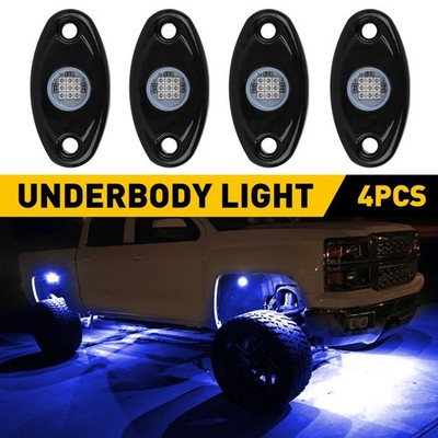 Blue 4 Pods LED Rock Lights For JEEP Offroad Truck UTV ATV Boat Underbody Lights