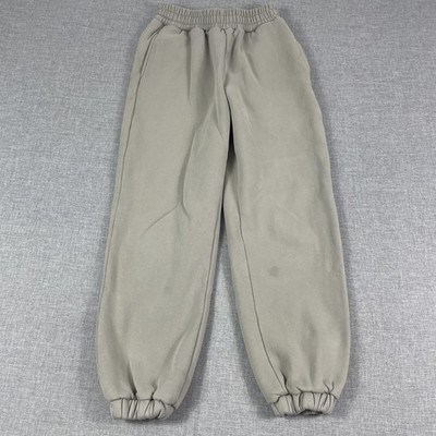Comfrt Pants Womens Small Beige Relaxed Jogger Fleece Elastic Waist Pockets Soft
