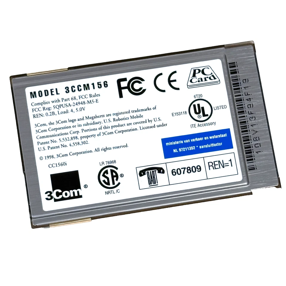 3Com Megahertz 56k PCMCIA Global Modem PC Card 3CCM156 - Image 2 of 2