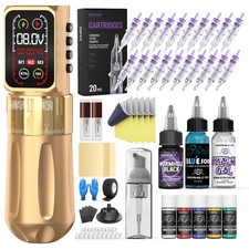 Wormhole 2300mAh Battery Wireless Tattoo Gun Kit with Smart Screen, gold 1