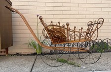Beautiful Antique Victorian Wooden Baby Carriage Stroller