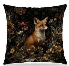 Vintage William Morris Fox Throw Pillow Cover 18x18,Fox Gifts for Women,