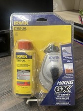 Irwin Strait-Line Mach 6 Chalk Line 100' Reel + Red Marking Chalk NEW
