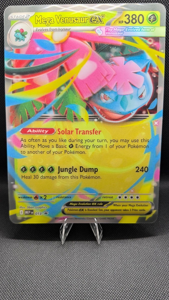 Pokemon TCG Mega Venusaur Ex 013 JUMBO 3D Promo Card NM & sticker