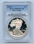 1990-S Proof American Silver Eagle 1 OZ PCGS PR69 DCAM-Milk Spots