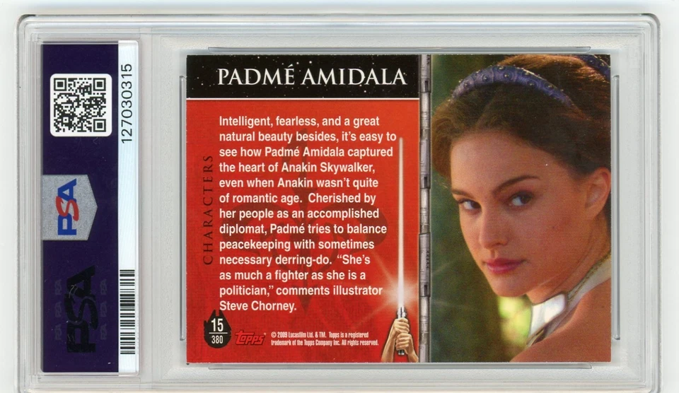 2009 Topps Star Wars Galaxy 4 "PADME AMIDALA" #380 PSA 8 NM-MT 127030315 - Image 2 of 2
